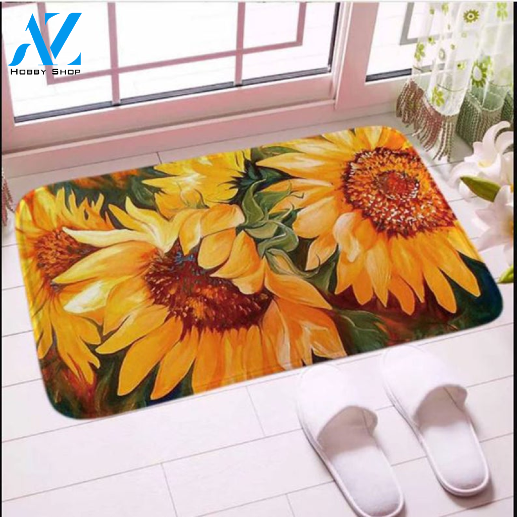 Sunflower Family Easy Clean Welcome DoorMat | Felt And Rubber | DO2550