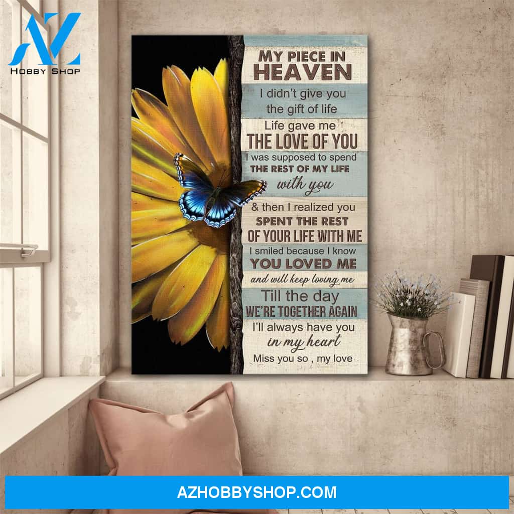 Sunflower - My piece in heaven, I'll always have you in my heart Heaven Portrait Canvas Prints, Wall Art
