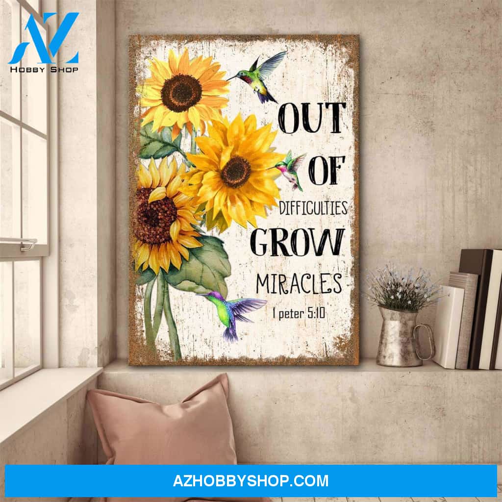 Sunflower - Out of difficulties, grow miracles Jesus Portrait Canvas Prints, Wall Art