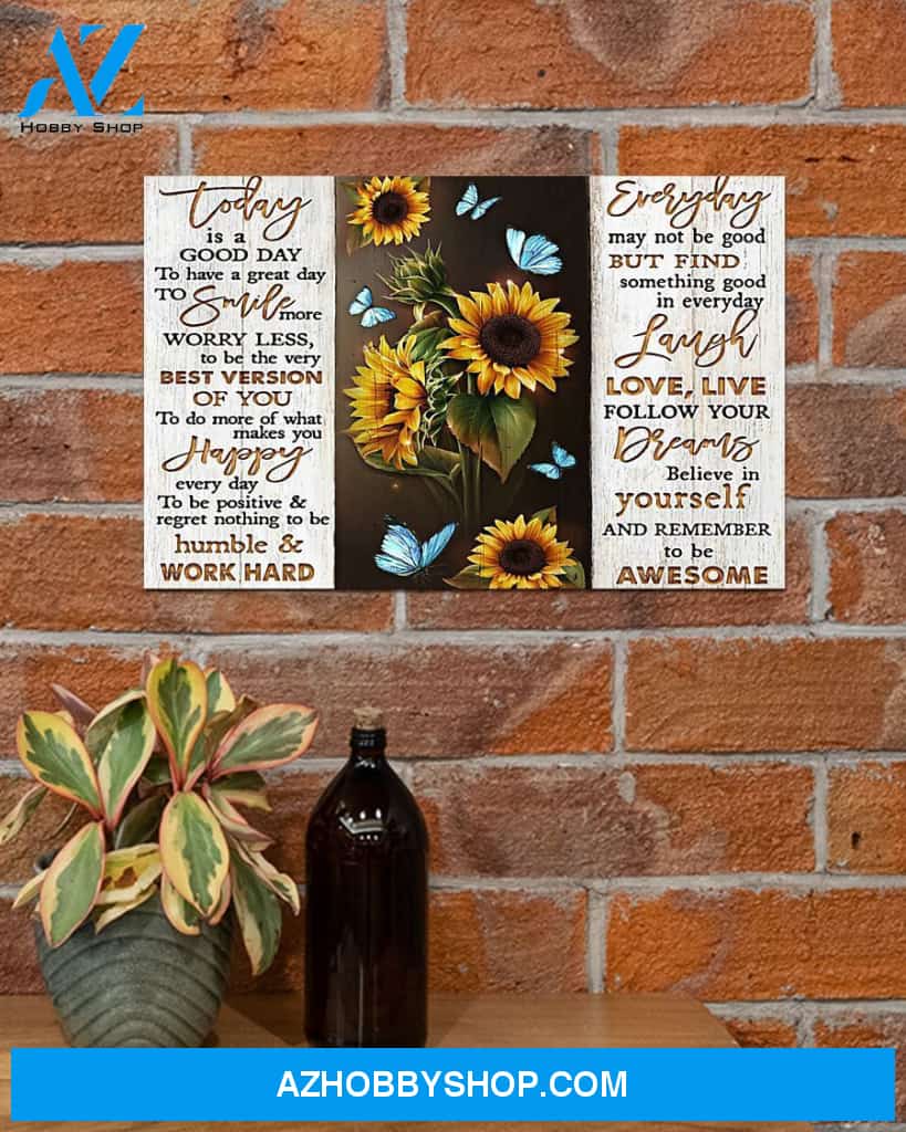 Sunflower Today Is A Good Day Canvas Wall Art, Wall Decor Visual Art