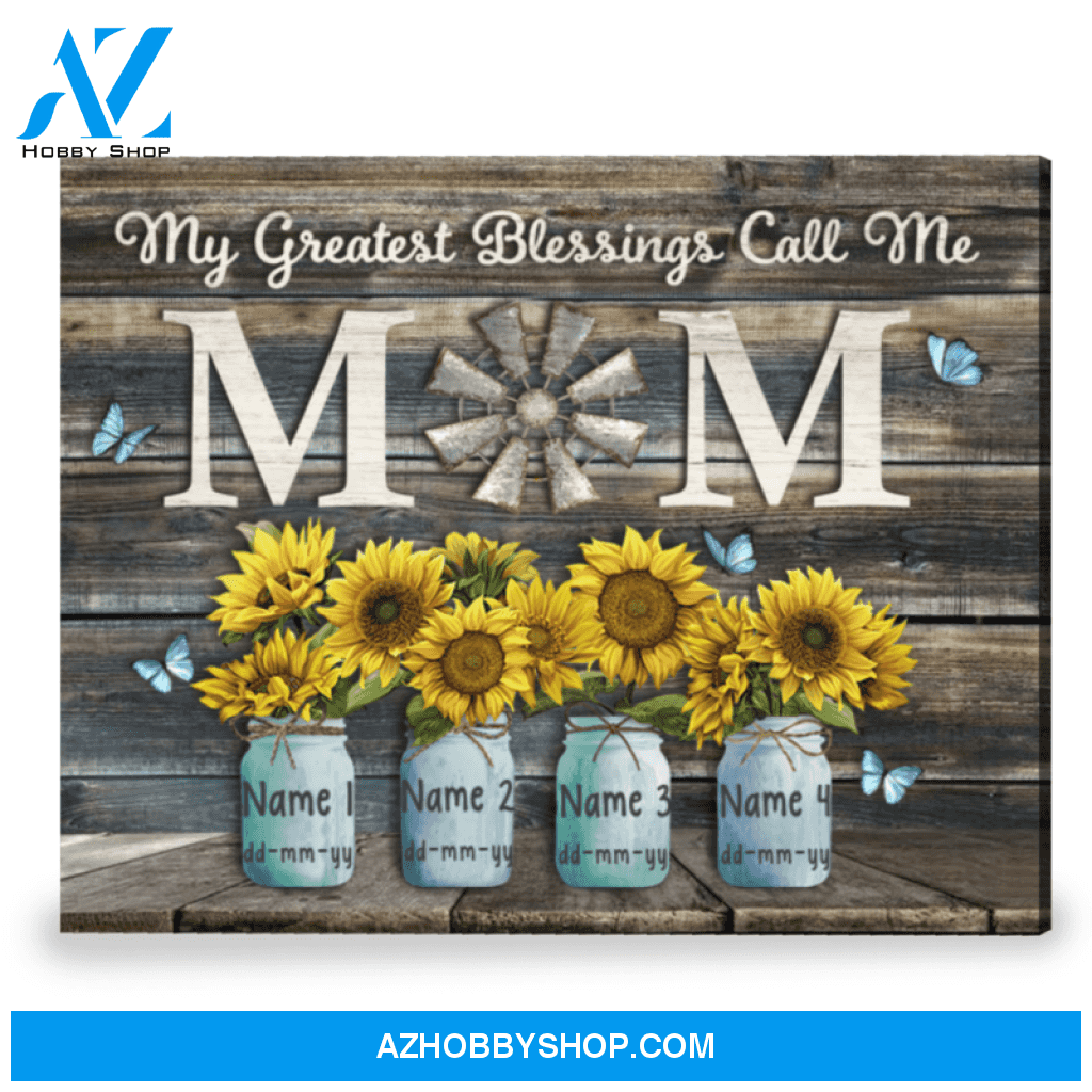 Sweet Gift For Mother My Greatest Blessings Max. 8 Names Personalized Canvas Print