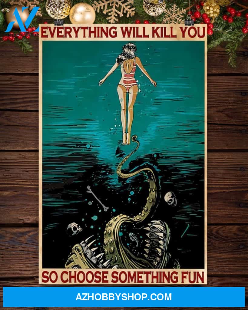 Swimming Choose Something Fun Vertical Canvas Wall Art, Wall Decor Visual Art