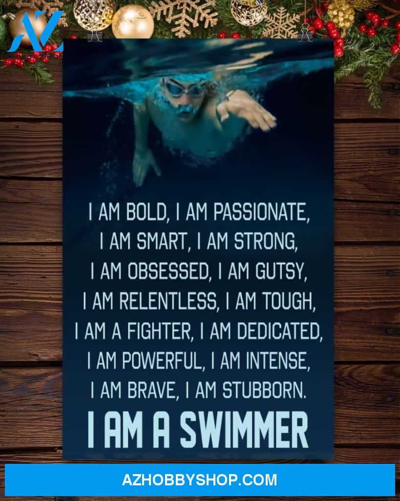Swimming I Am A Swimmer Vertical Canvas Wall Art, Wall Decor Visual Art