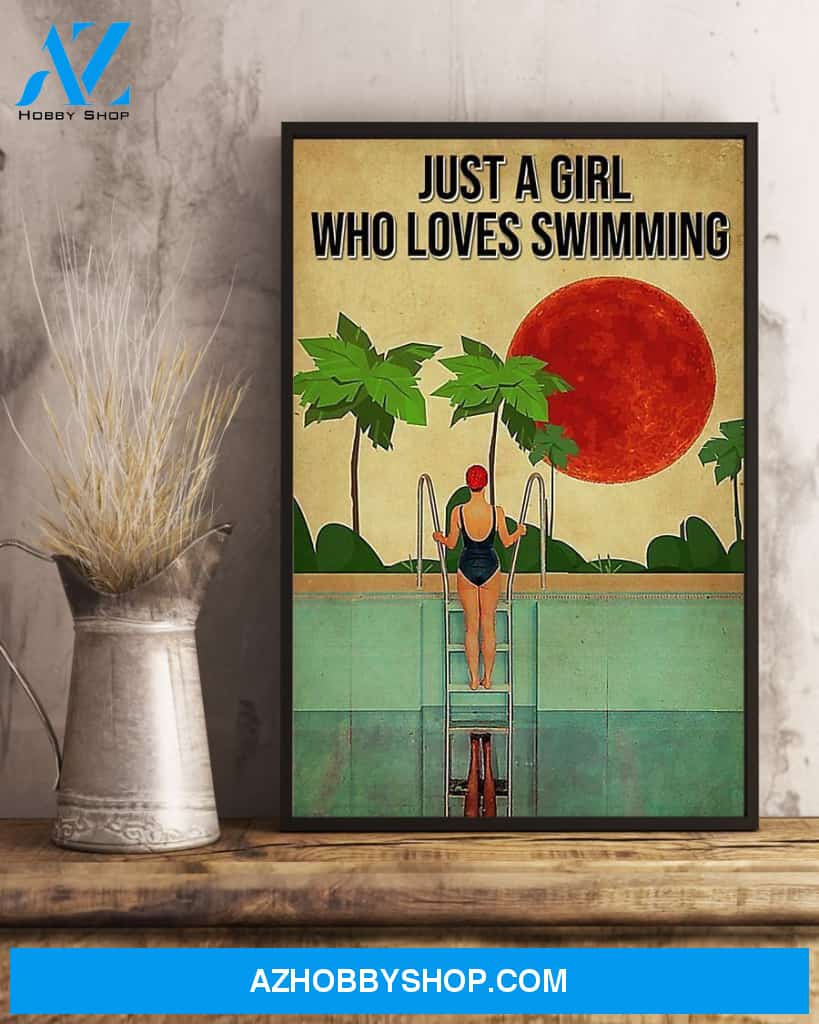 Swimming Just A Girl Who Loves Swimming Vertical Canvas Prints, Wall Decor Visual Art