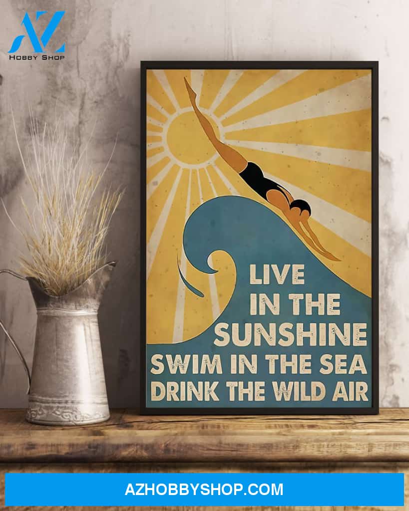 Swimming Live In The Sunshine Swim In The Sea Vertical Canvas Prints, Wall Decor Visual Art