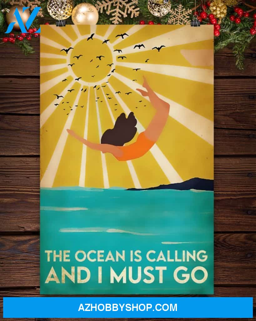 Swimming The Ocean Is Calling And I Must Go Vertical Canvas Decor, Wall Decor Visual Art