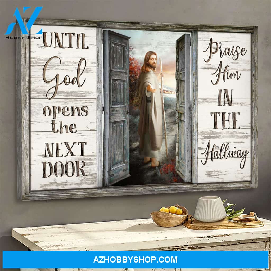 Take his hand - Until God opens the next door Jesus Landscape Canvas Prints - Wall Art