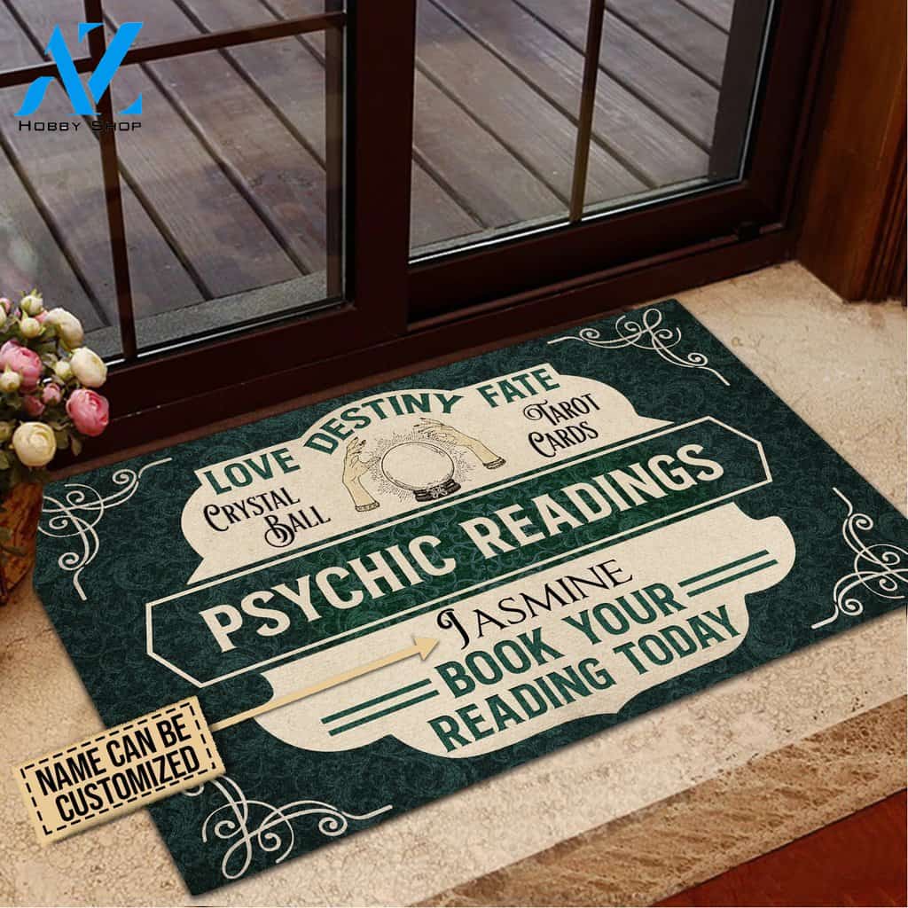 Tarot Psychic Readings Retro Green Custom Doormat | Welcome Mat | House Warming Gift