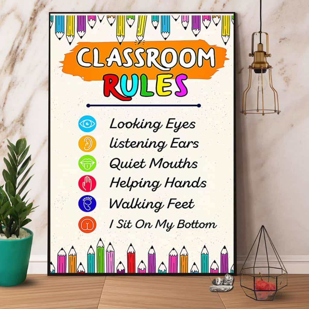 Teacher Classroom Rules Pencil Paper Poster No Frame Matte Canvas Wall Decor