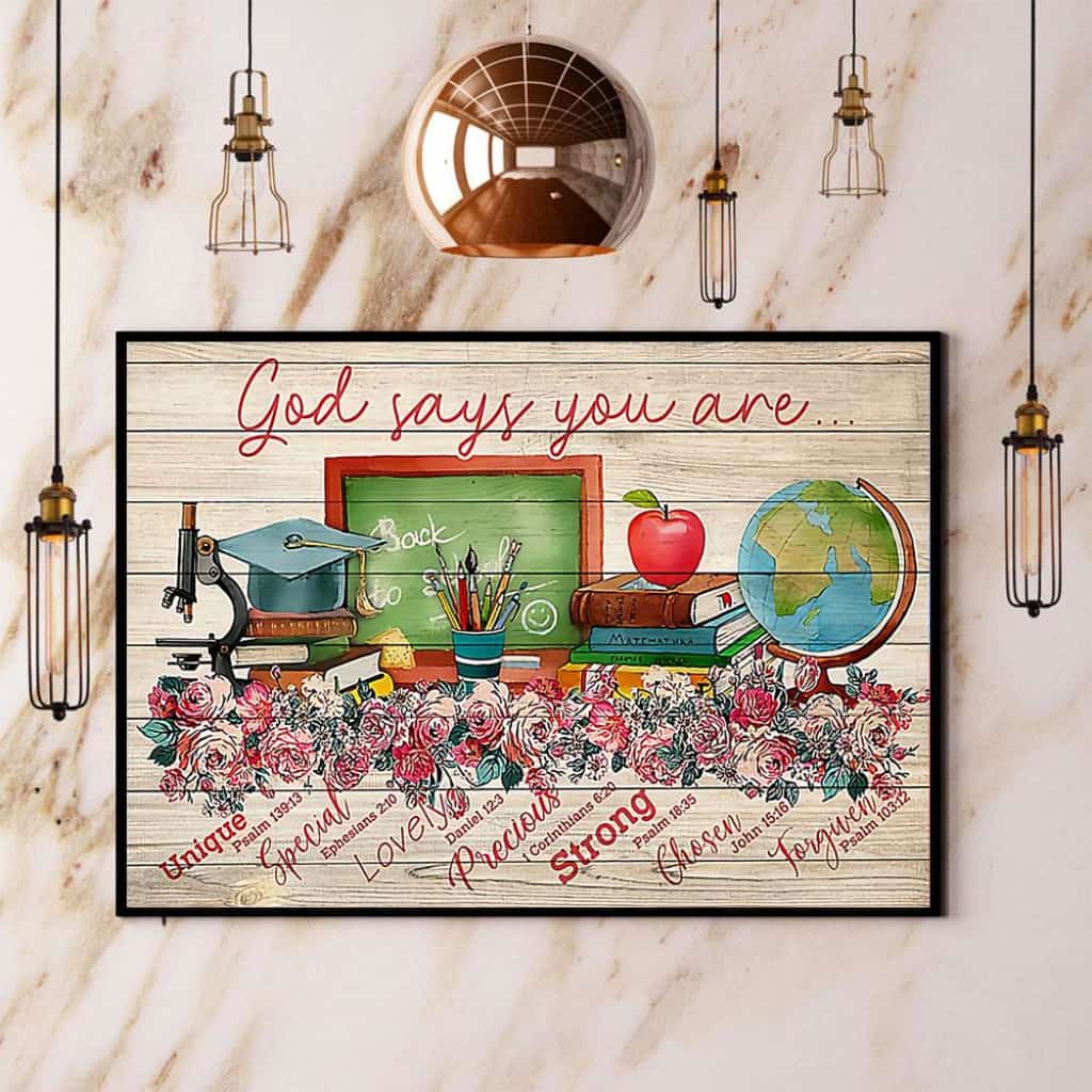 Teacher God Say You Are Unique Special Lovely Paper Poster No Frame Matte Canvas Wall Decor