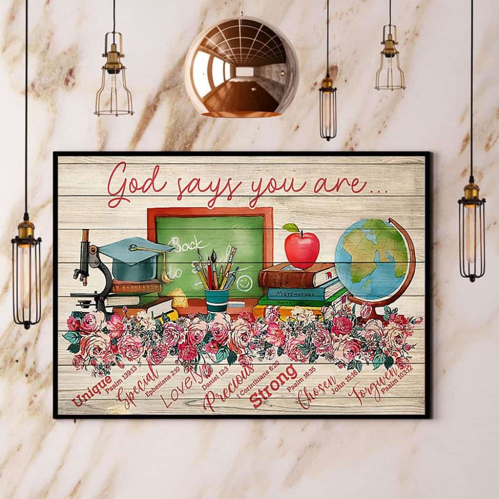 Teacher God Says You Are Unique Special Lovely Paper Poster No Frame Matte Canvas Wall Decor