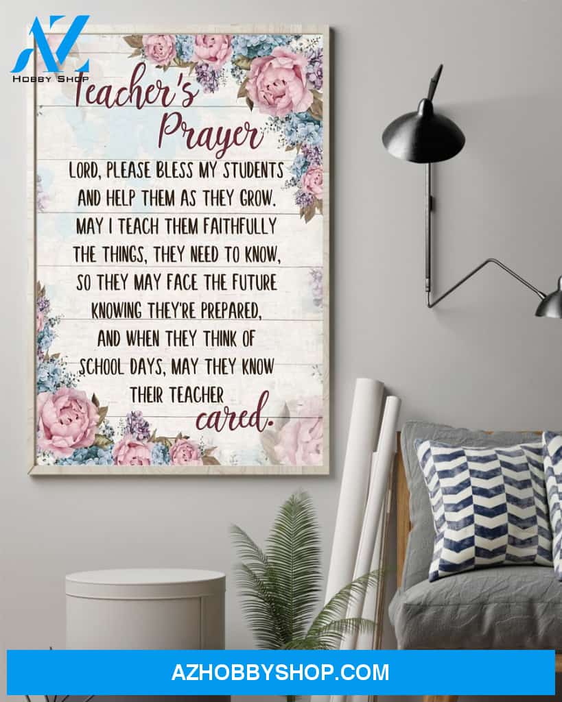 Teacher Classroom Canvas Teacher's Prayer, Student Wall Art Back to School Gift for Teacher