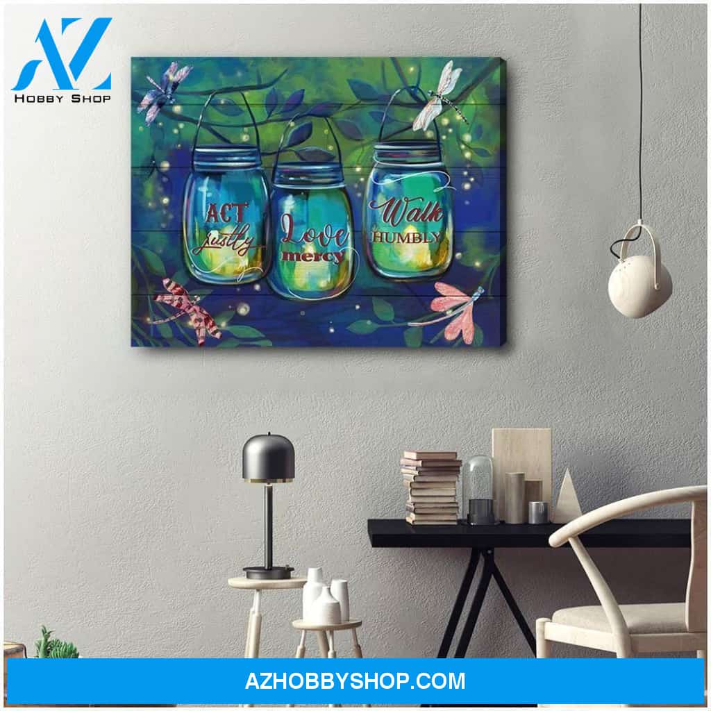 Teemodel Act Justly Dragonfly Wall Art Canvas