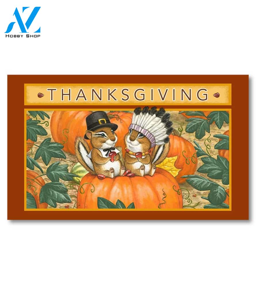 Thanksgiving Chipmunks Doormat - 18" x 30"