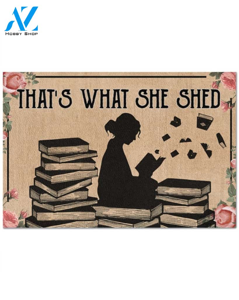 That's What She Shed Reading Doormat Indoor And Outdoor Mat Entrance Rug Sweet Home Decor Housewarming Gift Gift For Friend Family Stem Feminist