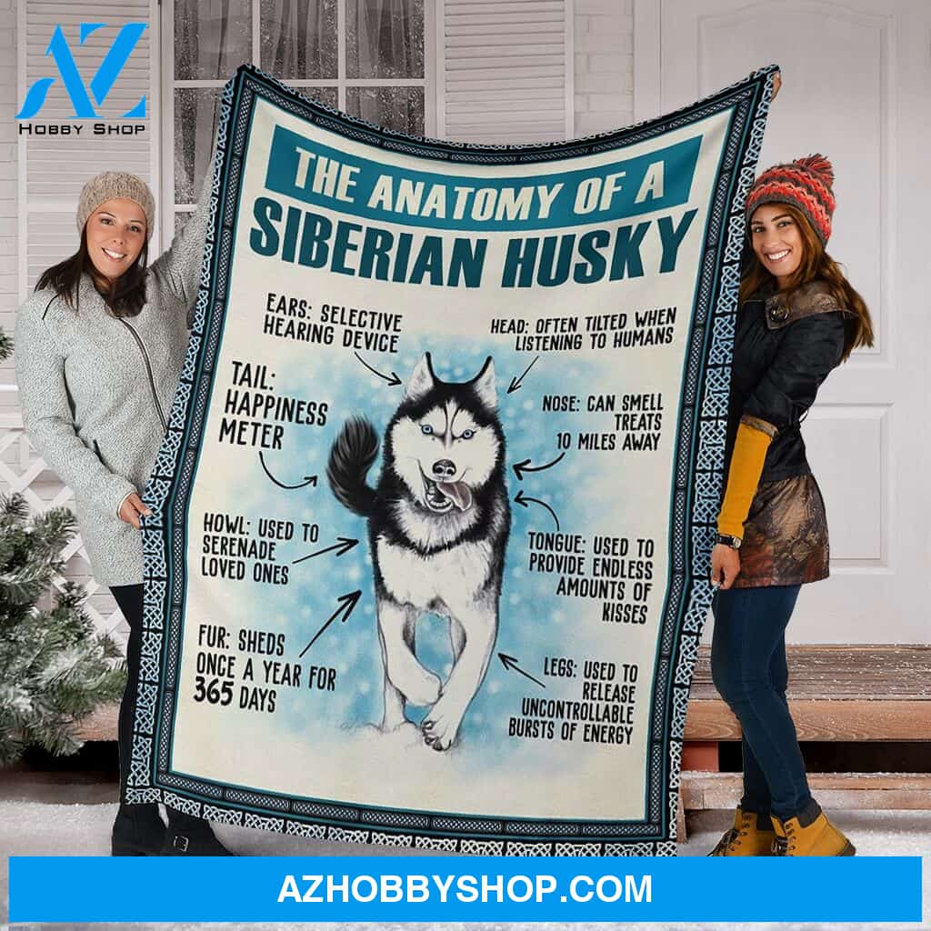The Anatomy Of A Husky Anatomy Fleece Blanket