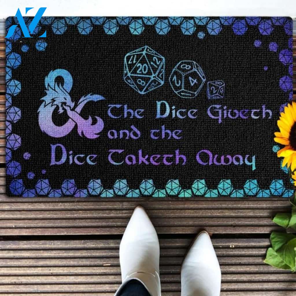 The dice giveth D&D Doormat | Welcome Mat | House Warming Gift