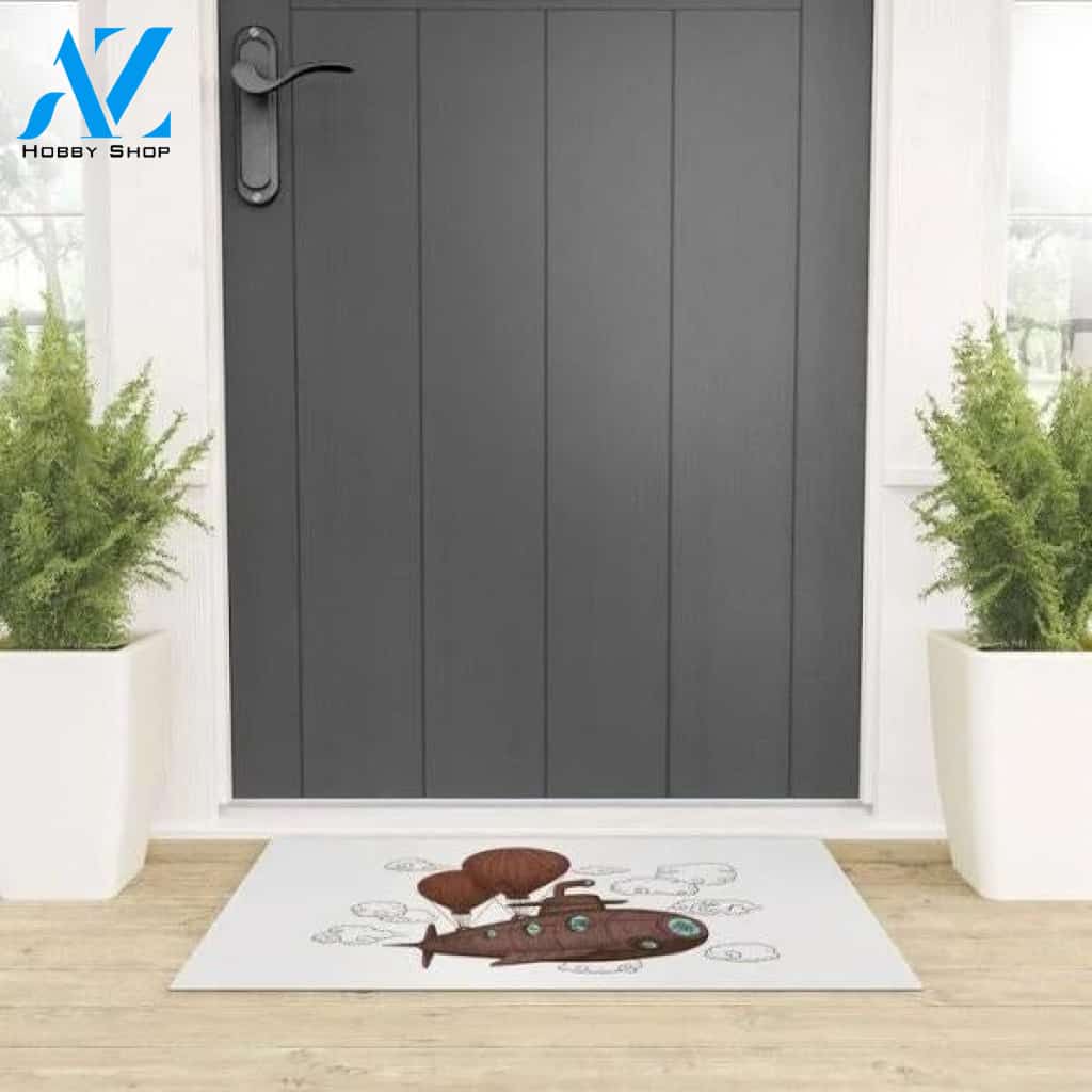 The Fantastic Voyage by Submarine and Balloon Vehicle Doormat Indoor And Outdoor Mat Entrance Rug Sweet Home Decor Housewarming Gift Gift For Gift for Friend Family Birthday New Home