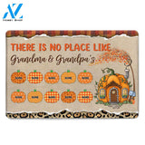 There Is No Place Like Grandma and Grandpa's House Autumn Pumpkin Personalized Doormat For Grandparents, HN98, TRNA