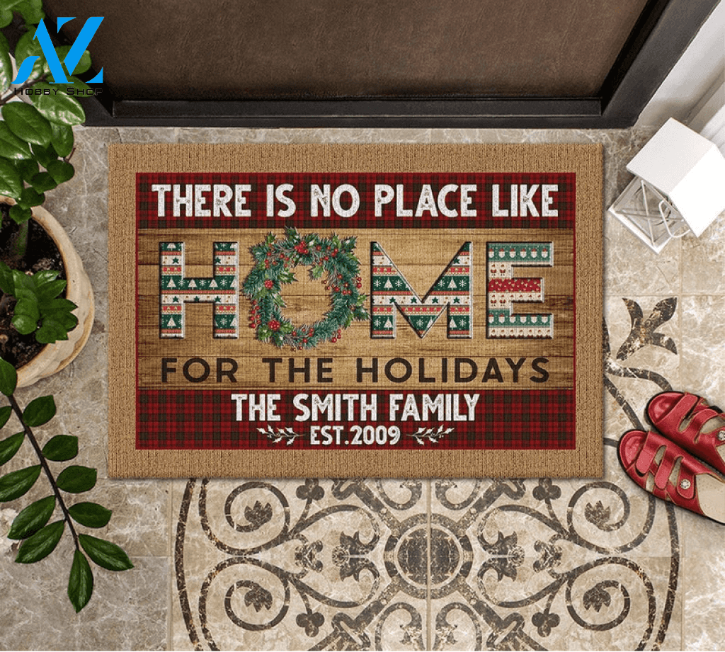 There Is No Place Like Home Personalized Christmas Doormat Gift For Friend Family Birthday Gift Home Decor Warm House Gift Welcome Mat