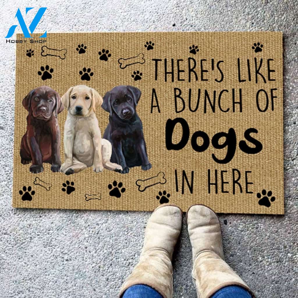 There's Like A Bunch Of Dogs In Here Indoor And Outdoor Doormat Warm House Gift Welcome Mat Gift For Dog Lovers Birthday Gift
