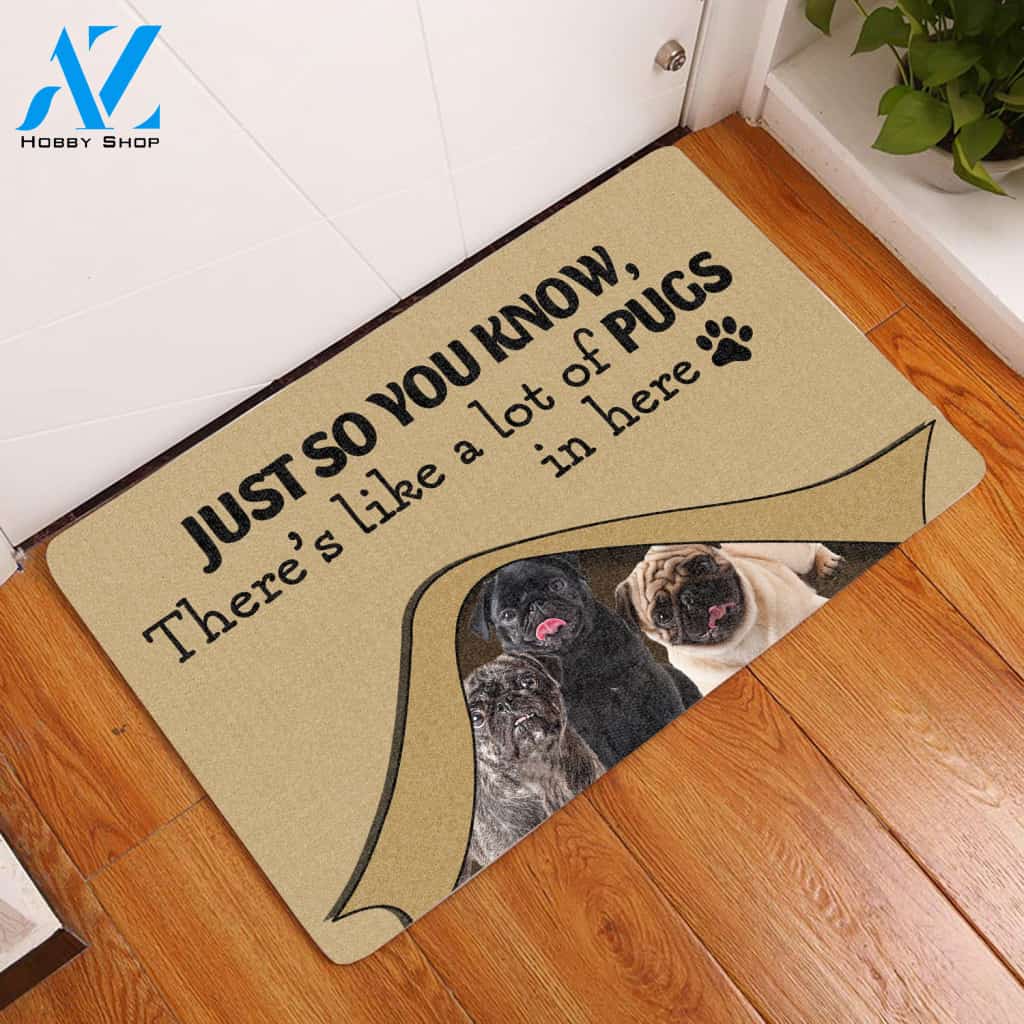 Theres Like A Lot Of Pugs In Here Dog Doormat