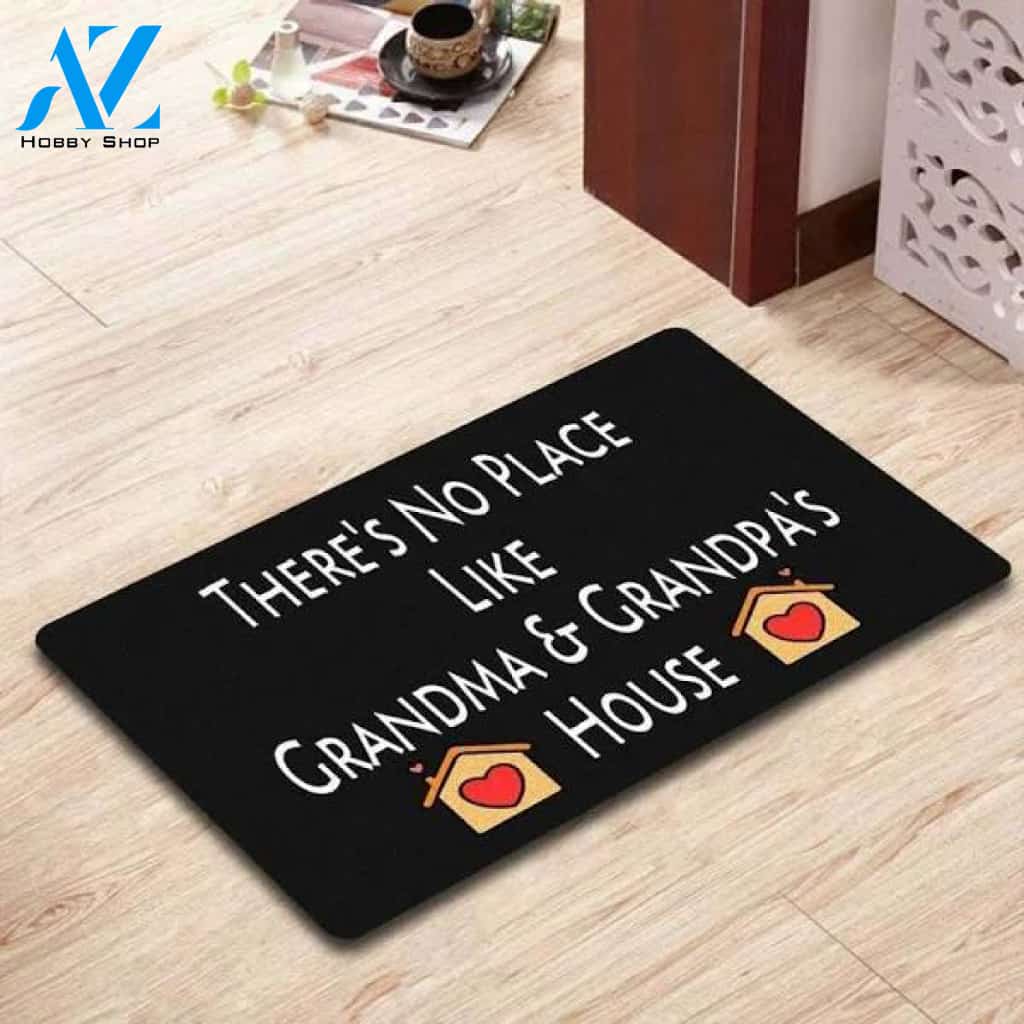 There's No Place Like Grandma & Grandpa's House Doormat Welcome Mat Housewarming Gift Home Decor Funny Doormat Gift For Grandma