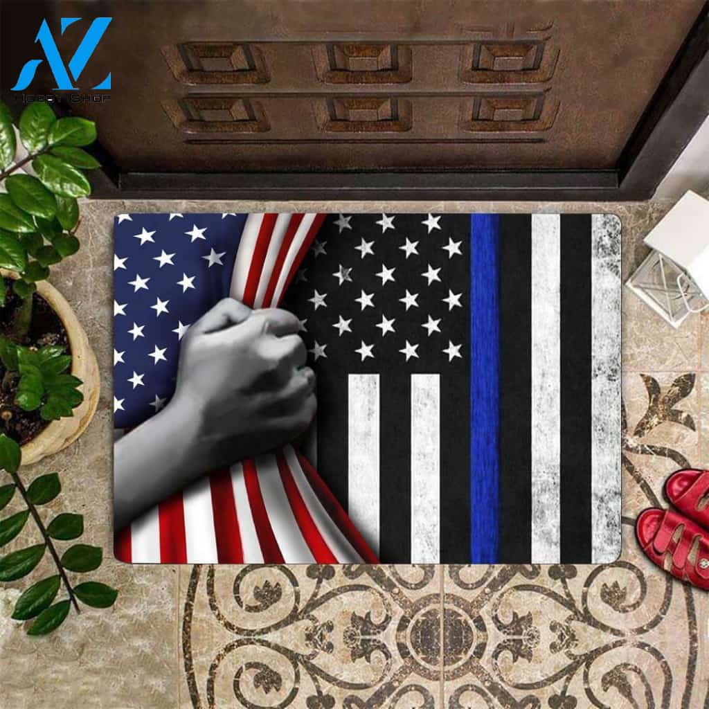 Thin Blue Line Doormat Warm House Gift Welcome Mat Gift for Friend Family