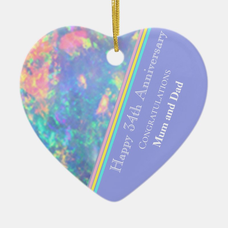 Thirty Fourth Wedding Anniversary, Opal, Ceramic Ornament