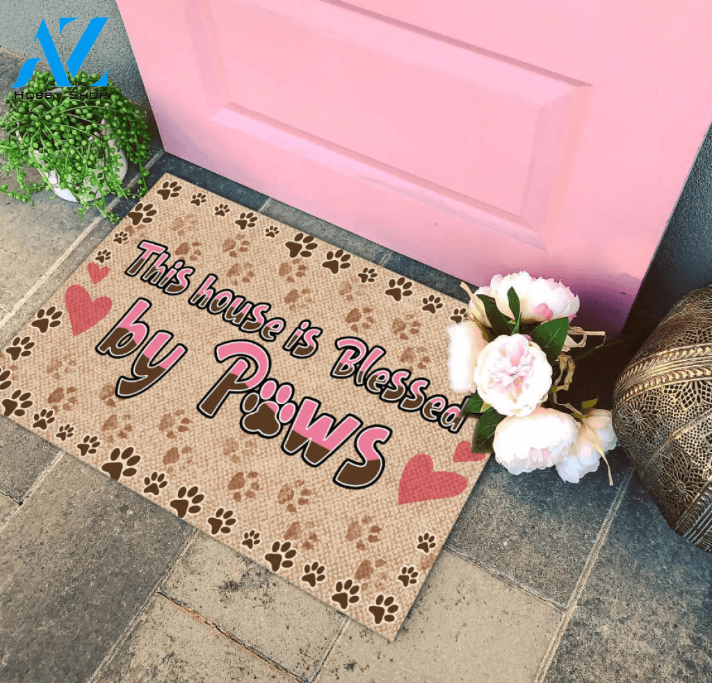 This House Is Blessed By Paws Dog Funny Doormat Gift For Dog Lovers Birthday Gift Home Decor Warm House Gift Welcome Mat