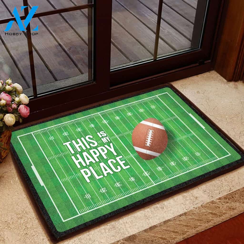This Is My Happy Place - Amazing Football Doormat Welcome Mat House Warming Gift Home Decor Funny Doormat Gift Idea