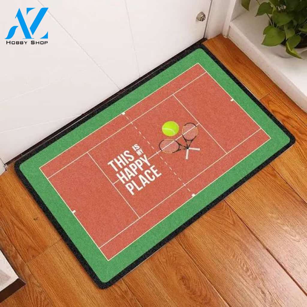 This Is My Happy Place - Amazing Tennis Doormat Welcome Mat House Warming Gift Home Decor Funny Doormat Gift Idea For Tennis Lover