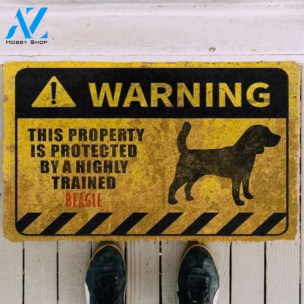 This Property Is Protected By A Highly Trained Beagle Indoor and Outdoor Doormat Warm House Gift Welcome Mat Gift for Friend Family