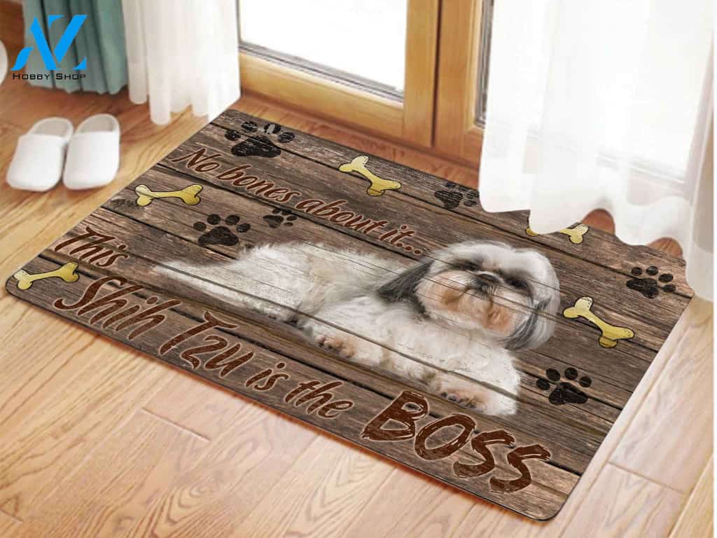 This Shih Tzu Is The Boss Doormat, Gift For Shih Tzu Dog lovers, Gift For Family Friends Home Decor Warm House Gift Welcome Mat