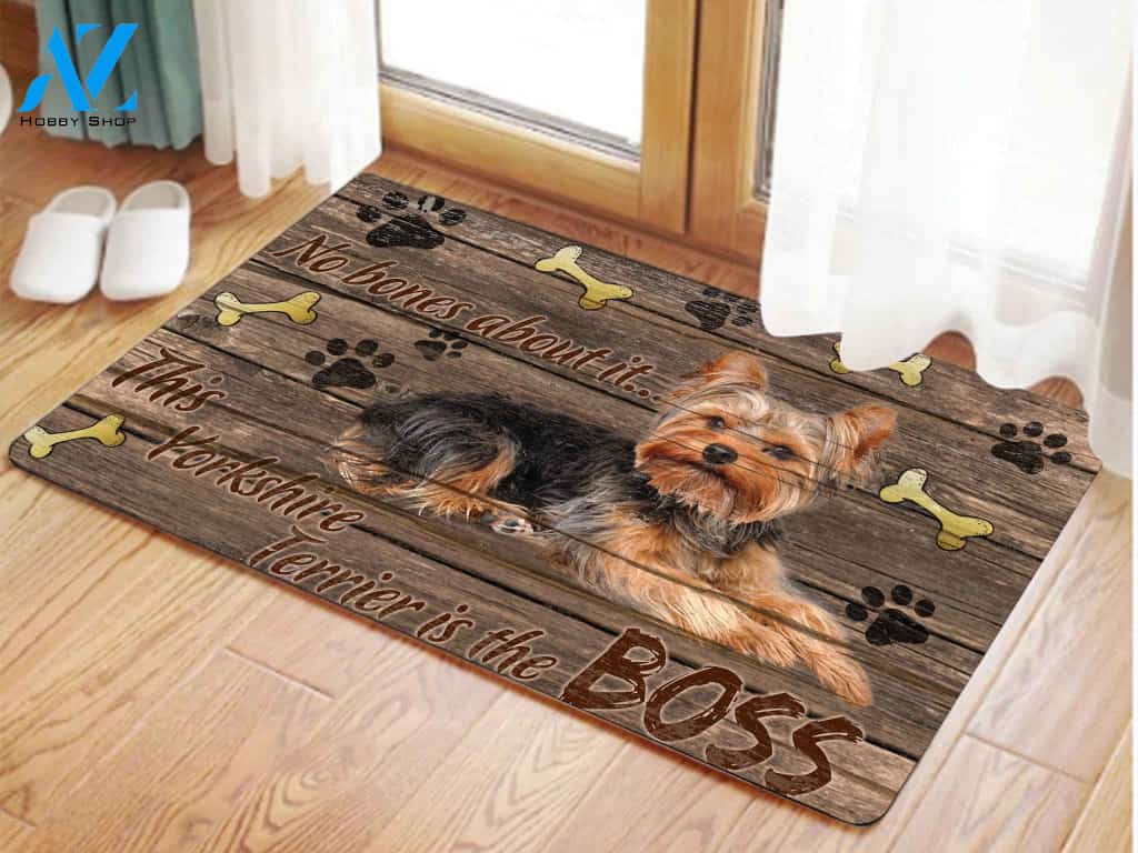 This Yorkshire Terrier Is The Boss Doormat, Gift For Yorkshire Terrier Dog lovers, Gift For Family Friends Home Decor Warm House Gift Welcome Mat