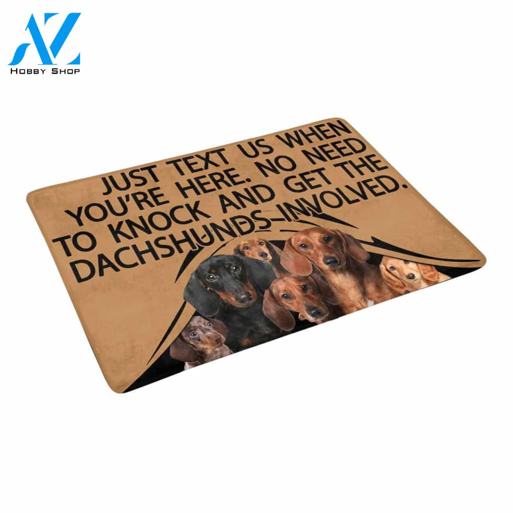TO KNOCK AND GET THE DACHSHUNDS INVOLVED Doormat 23.6" x 15.7" | Welcome Mat | House Warming Gift