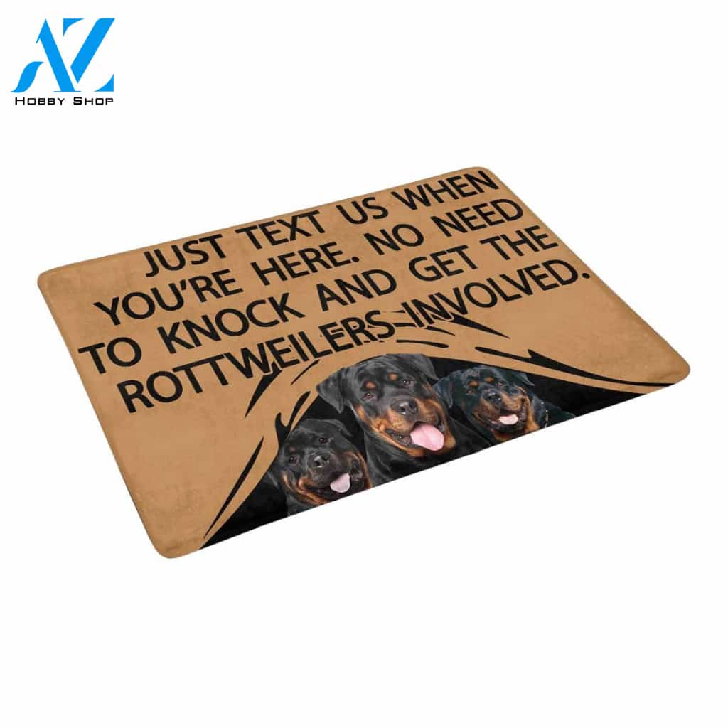 TO KNOCK AND GET THE ROTTWEILERS INVOLVED Doormat 23.6" x 15.7" | Welcome Mat | House Warming Gift