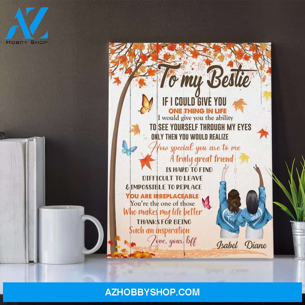 Personalized Canvas, To My Bestie Fall Autumn Canvas Wall Art Gift For Best Friends,Birthday,Anniversary