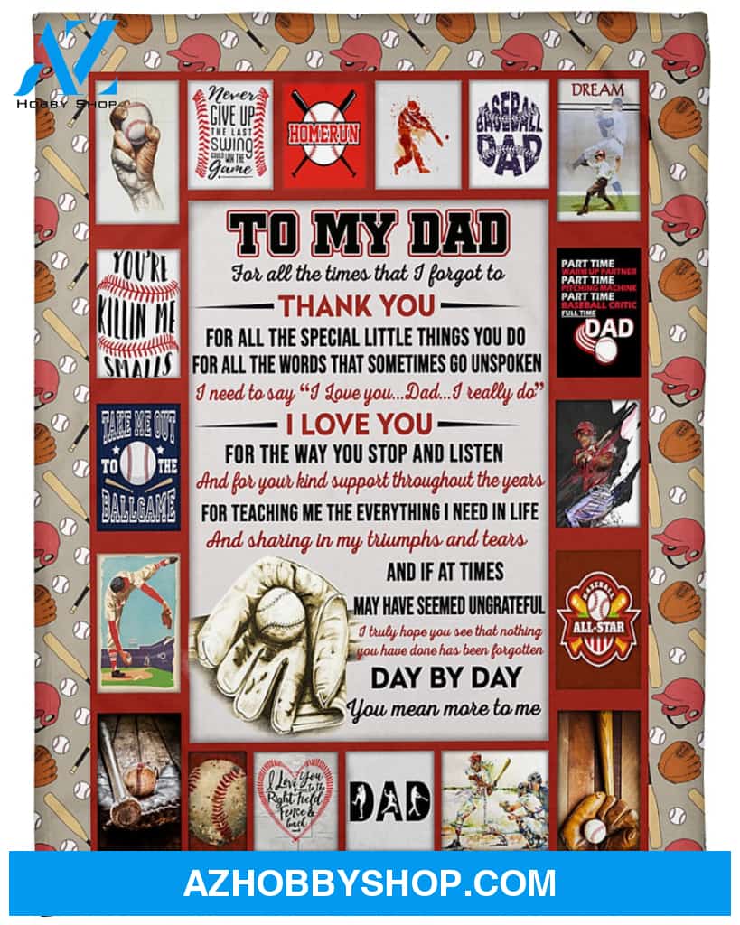 Personalized To My Dad Baseball Fleece Blanket I Need To Say I Love You Great Customized Blanket Gifts For Father's Day Birthday Christmas Thanksgiving
