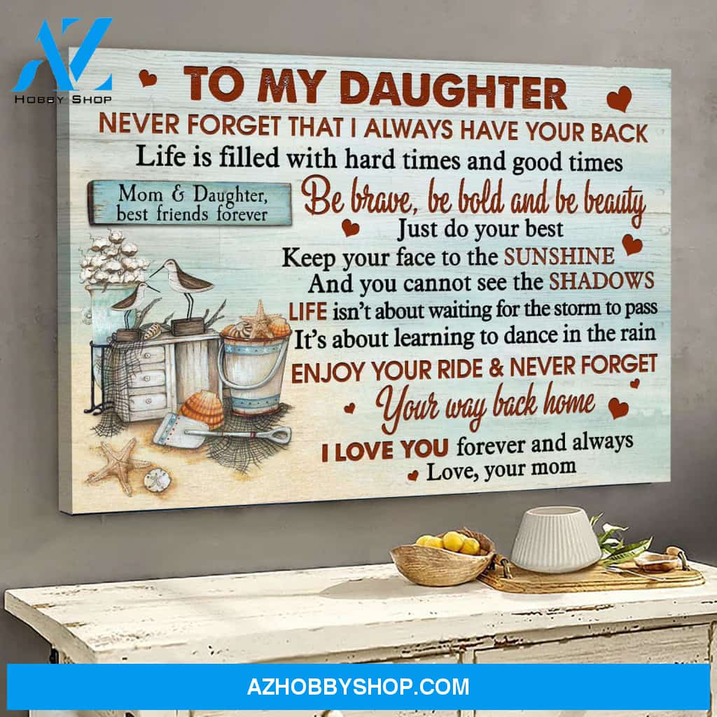 To my daughter - Basket of seashell - Be brave, be bold, be beauty - Family Landscape Canvas Prints, Wall Art