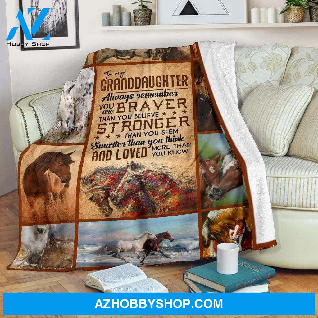 To My Granddaughter Fleece Blanket Horse Gift For Granddaughter | Family Blanket