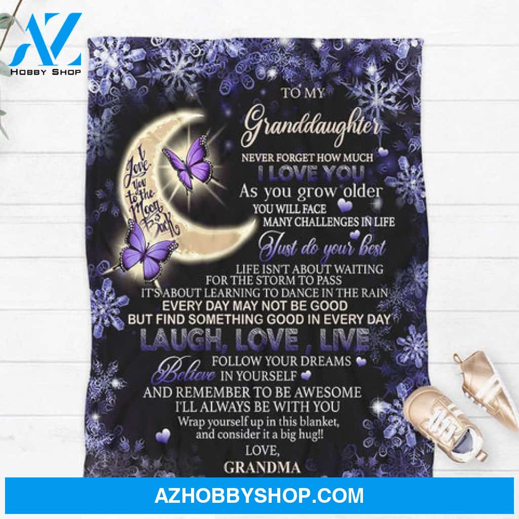To My Granddaughter I Love You To The Moon And Back Blanket Gifts For Granddaughter Gift From Grandma