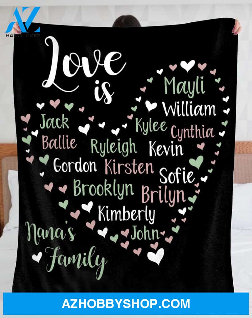 To My Grandma Nana Fleece Blanket with Family Names Great Customized Gift For Birthday Christmas Thanksgiving Mother's Day