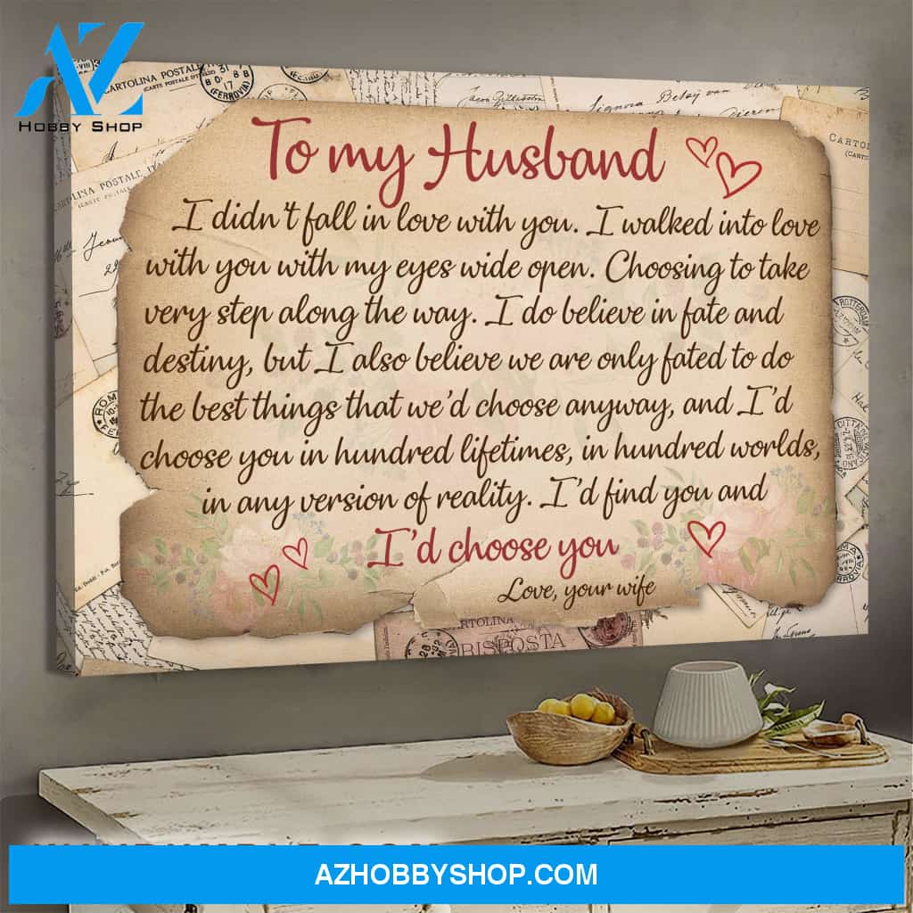 To my husband, Old letter from wife, I'd choose you in hundred life times - Couple Landscape Canvas Prints, Wall Art