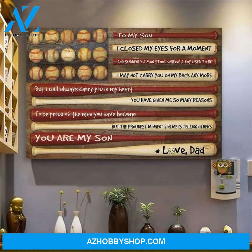 To my Son Baseball Bat Flag Canvas And Poster, Wall Decor Visual Art Gift Father's Day