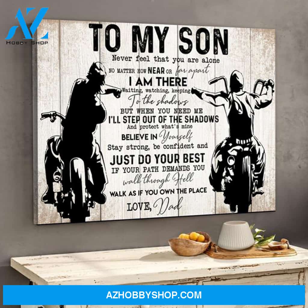 To My Son From Dad Biker Motorcycles Lover Canvas Wall Art, Wall Decor Visual Art Gifts For Son From Dad