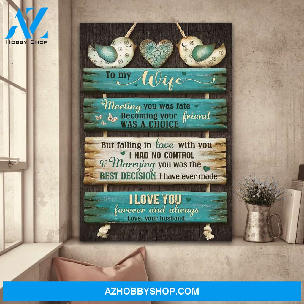To my wife - Hanging wooden board - I love you forever and always - Couple Portrait Canvas Prints, Wall Art