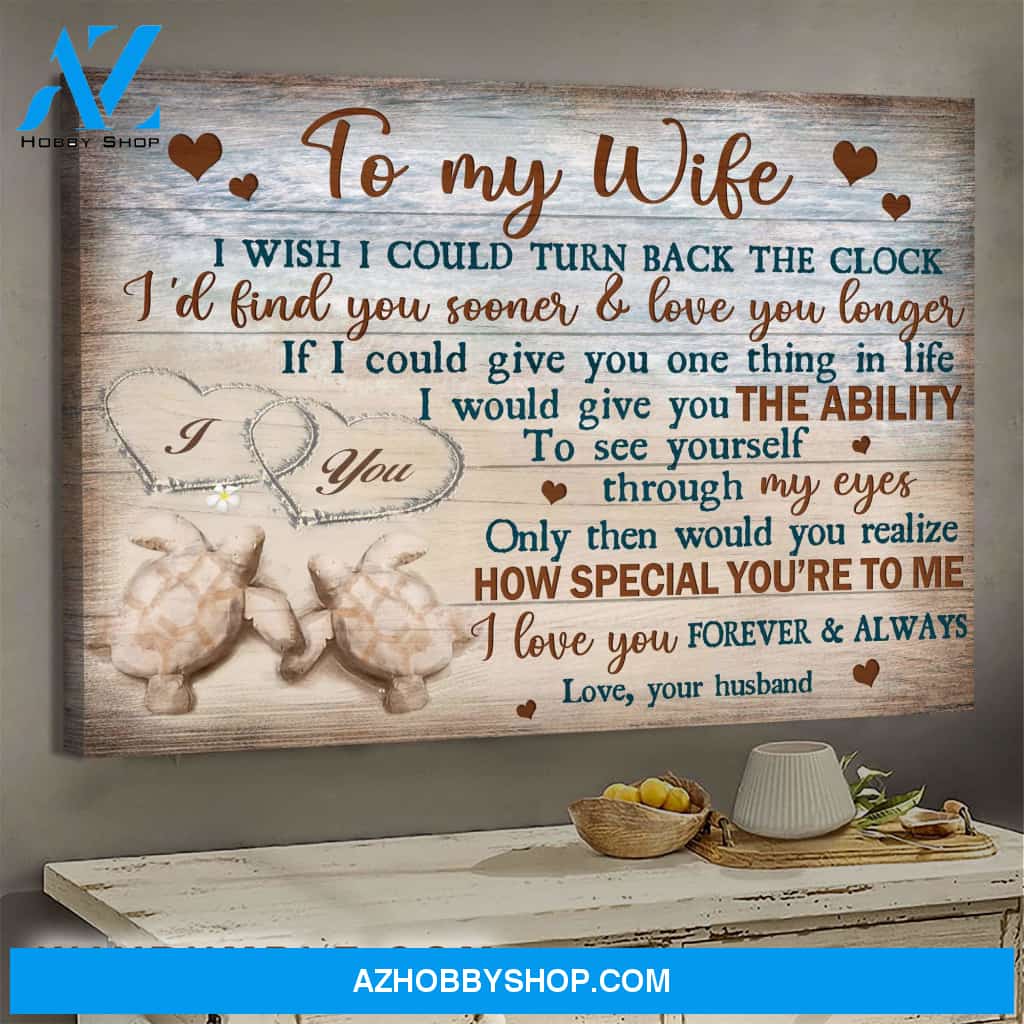 To my wife - Sand Turtle - I love you forever & always - Couple Landscape Canvas Prints, Wall Art