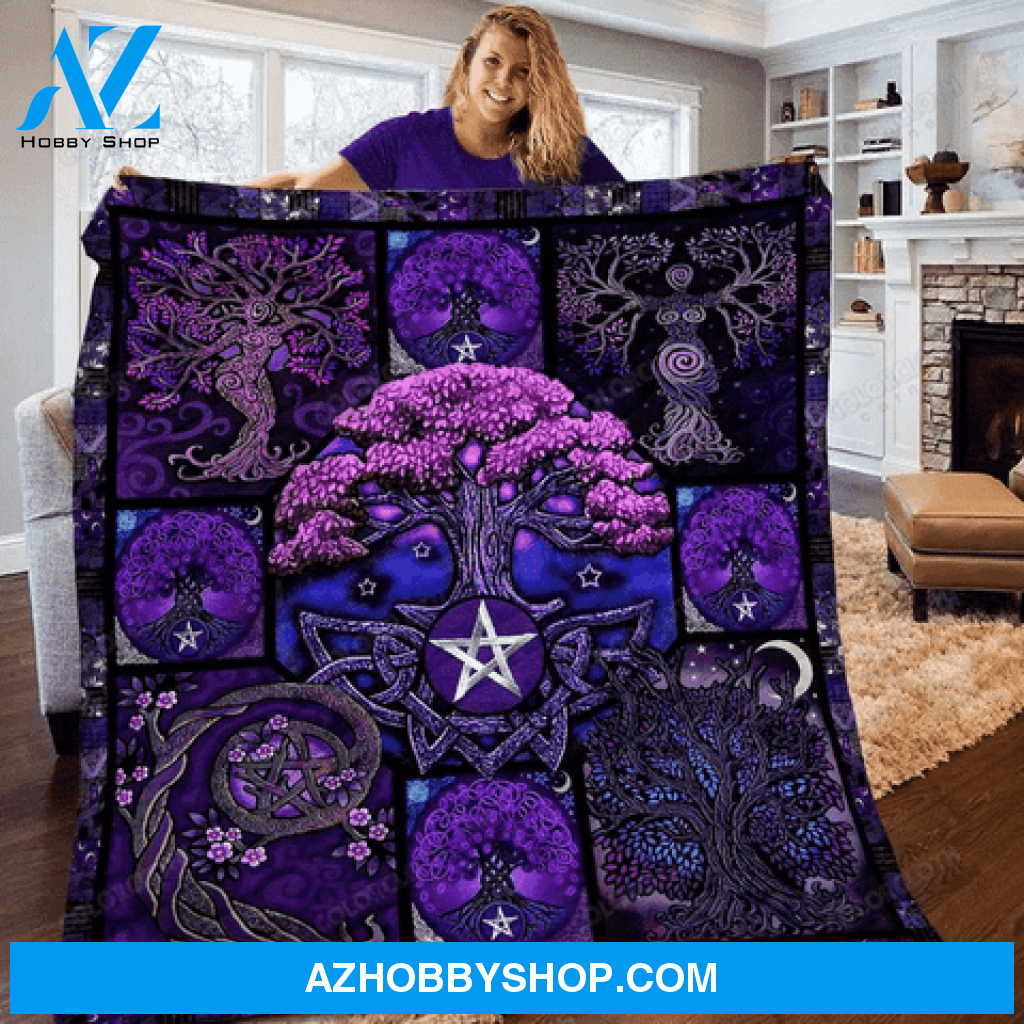 TREE OF LIFE PURPLE QUILT BLANKET Gift For Friend Family