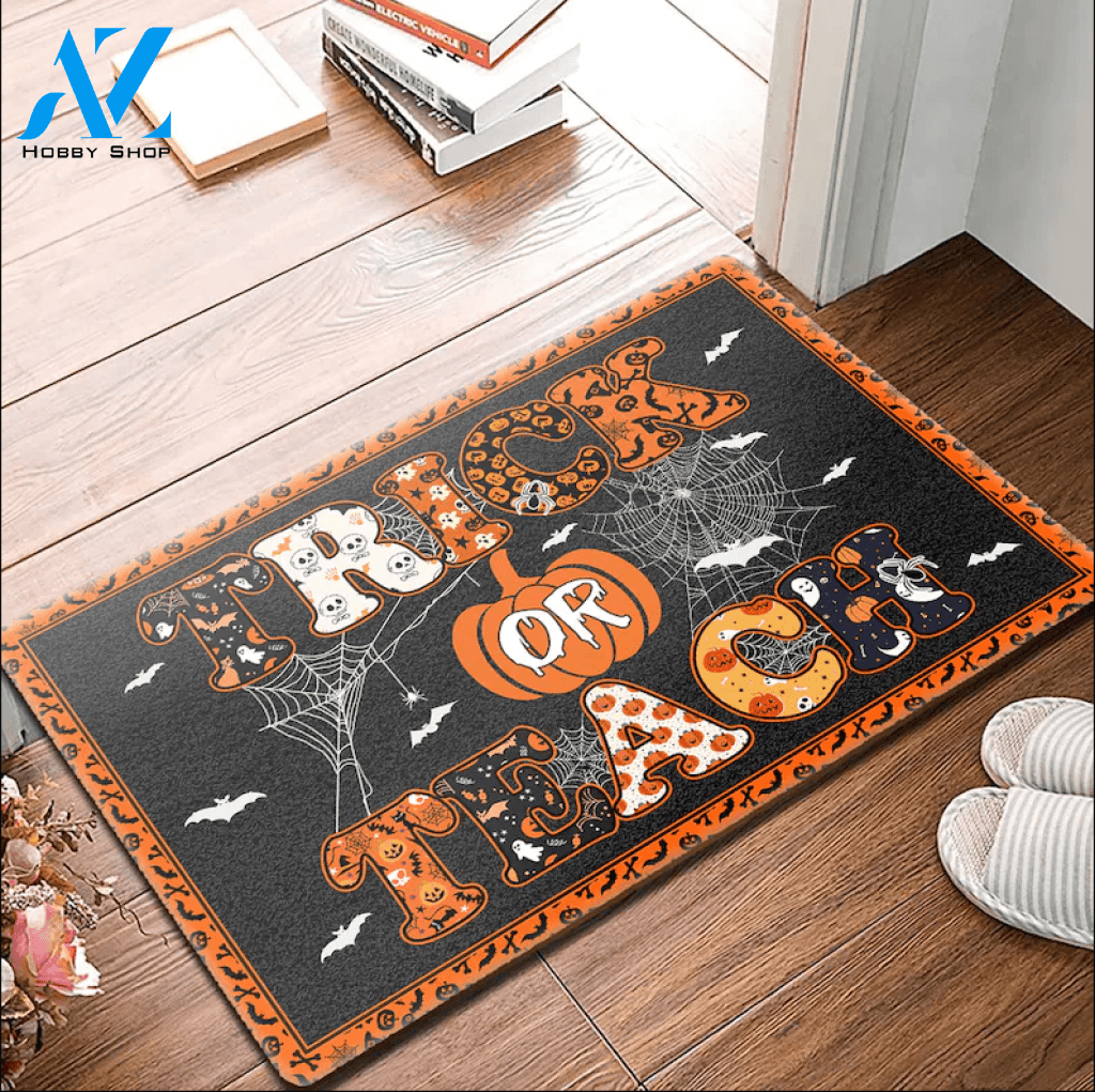 Trick Or Teach Happy Halloween Day Doormat Welcome Mat Housewarming Gift Home Decor Funny Doormat Gift For Friend Gift For Halloween